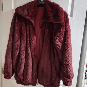 Like New- Reversible- Faux Fur-Dennis Basso jacket in a maroon color. Size S